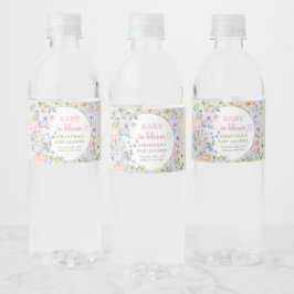 Baby in blütenrosa blauen lila Wildblumen Baby Wasserflaschenetikett