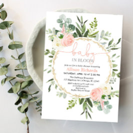 Baby in blütenrosa goldene Dusche Einladung