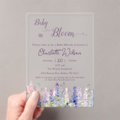 Baby in blutfarbigen Lupine Blume Kinderdusche Acryleinladungen (Insitu (Handheld))