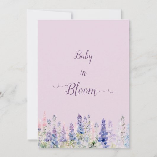 Baby in blutfarbigen Lupine Blume Kinderdusche Einladung (Rückseite)