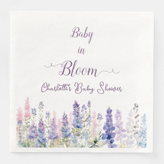 Baby in blutfarbigen Lupine Blume Kinderdusche Serviette (Vorderseite)