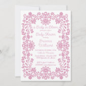 Baby in blütigem rosa staubigen mexikanischen Baby Einladung (Vorderseite)