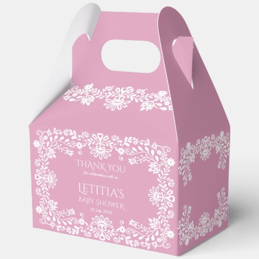 Baby in blütigem rosa staubigen mexikanischen Baby Geschenkschachtel (Vorderseite)