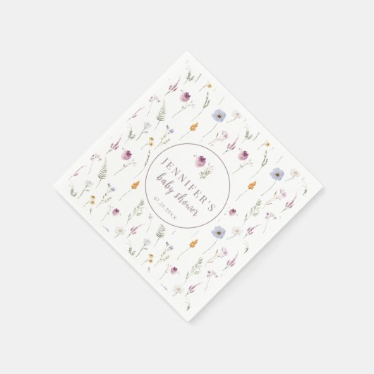 Baby in blütigem violettem Babyduschpapier Serviet Serviette (Ecke)