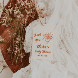 Baby in blütiger Hand gezogenes Blumenbaby-Dusche Geschenkanhänger