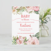 Baby in blutrosa Blütenblüte Einladung (Stehend Vorderseite)
