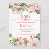Baby in blutrosa Blütenblüte Einladung (Vorne/Hinten)