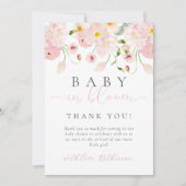 Baby in blutrosa Blütendusche Dankeskarte (Vorderseite)