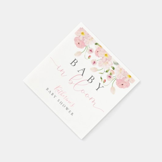Baby in blutrosa Blütendusche Serviette (Ecke)