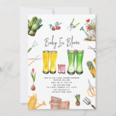 Baby in blutrosa Regen stimuliert Blume Gartenarbe Einladung (Vorderseite)