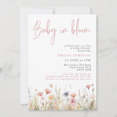 Baby in blutrosa Wildblumen Kinderdusche Einladung (Vorderseite)