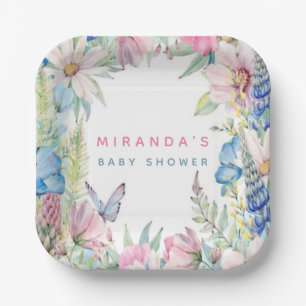 Baby in blutweichen Wildblumen neutrale Babydusche Pappteller