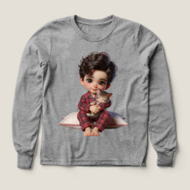 Baby in Checkered Pajamas mit einem Kätzchen von N