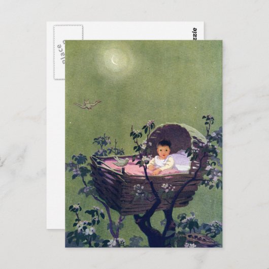 Baby in Cradle in Tree Lullaby Postkarte (Vorne/Hinten)