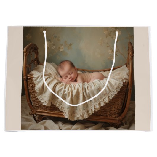 Baby in der Wiege Große Geschenktüte (Vorderseite)