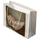 Baby in der Wiege Große Geschenktüte (Vorderseite Schrägansicht)