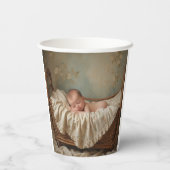 Baby in der Wiege Pappbecher (Rückseite)