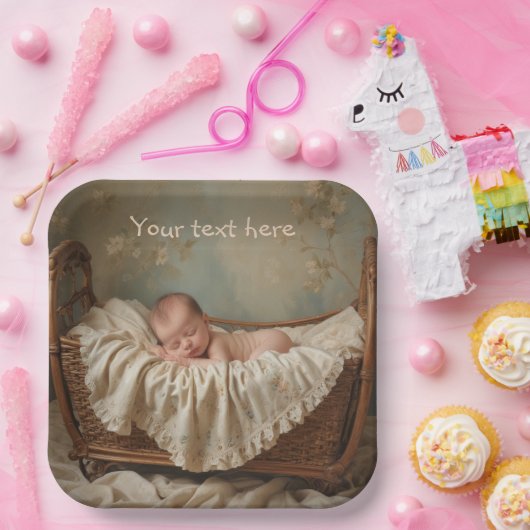 Baby in der Wiege Pappteller (Party)