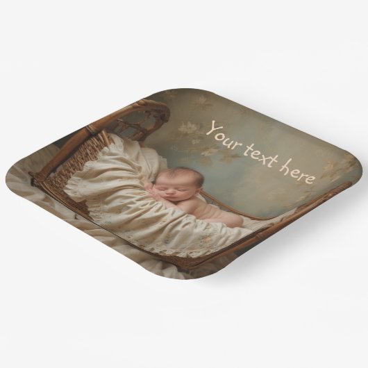 Baby in der Wiege Pappteller (Gewinkelt)