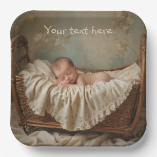 Baby in der Wiege Pappteller