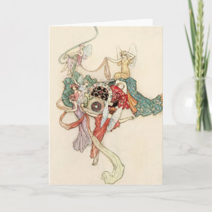 Baby in der Wiege Prinzessin Vintage Märchen Karte