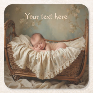 Baby in der Wiege Rechteckiger Pappuntersetzer