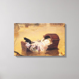 Baby in einem Babybett Während einer Flut (von J.E Leinwanddruck