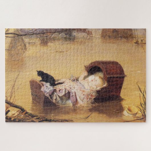 Baby in einem Babybett Während einer Flut (von J.E Puzzle (Horizontal)