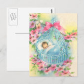 Baby in einem Blue Basket Postkarte (Vorne/Hinten)