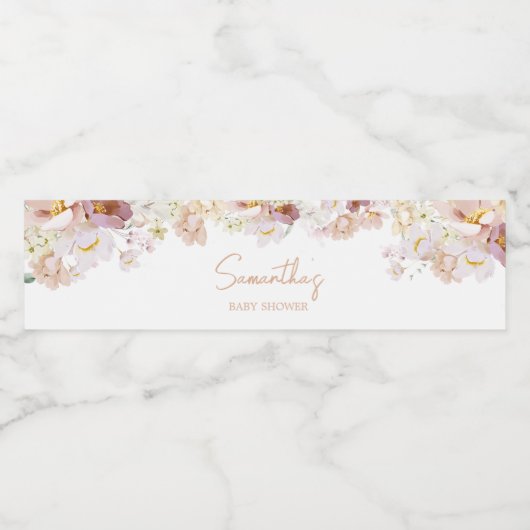 Baby in Florals Babydusche Wasserflaschenetikett (Einzelnes Label)