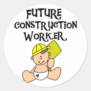 Baby in Hardhat Construction Runder Aufkleber
