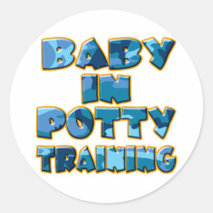 Baby in Potty Training (blau) Runder Aufkleber