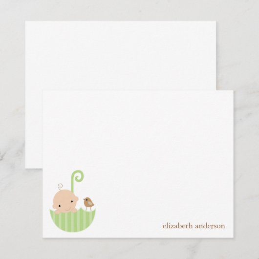 Baby in Umbrella Custom Flat Danke Karten (Vorne/Hinten)