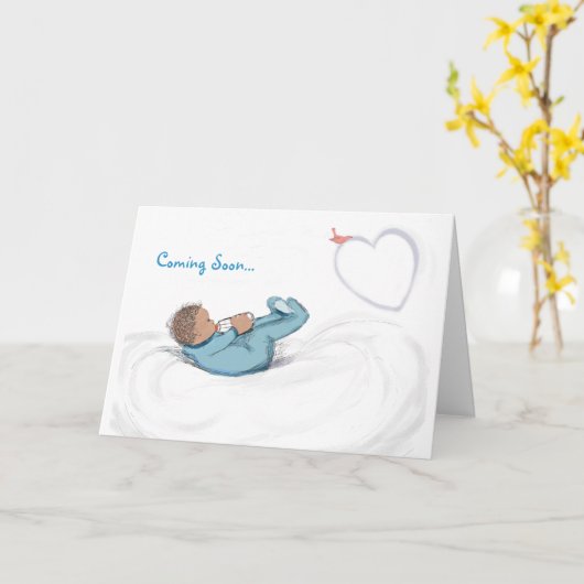 Baby-in-Warten Glückwunsch-Junge Karte (Gelbe Blume)