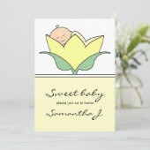 Baby in Yellow Tulip Babydusche Einladung (Stehend Vorderseite)