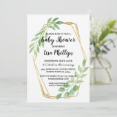 Baby Invite Shower Summer Gold Blätter Party Einladung (Stehend Vorderseite)