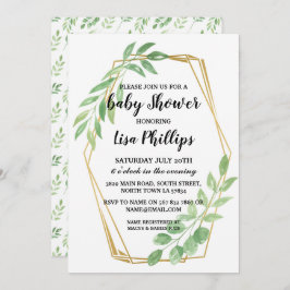 Baby Invite Shower Summer Gold Blätter Party Einladung