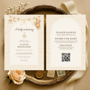 Baby is Brewing All in One Coffee Baby Shower Einladung