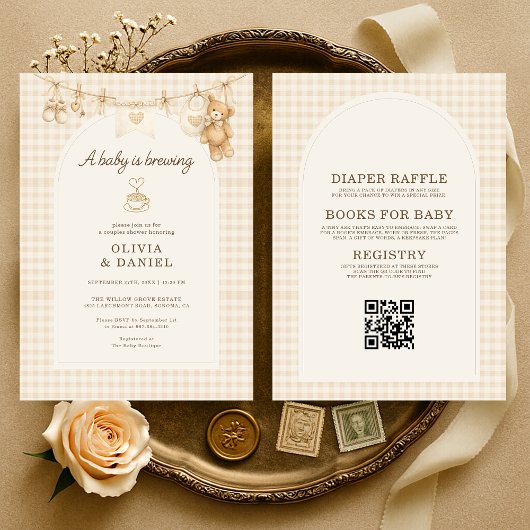 Baby is Brewing All in One Coffee Couples Shower Einladung