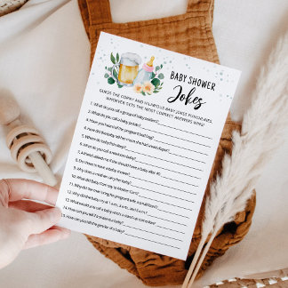 Baby Is Brewing Baby Shower Jokes Game with Answer Einladung