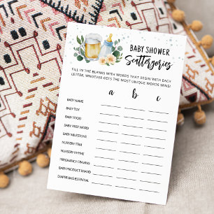 Baby Is Brewing Baby Shower Scattergories Karte