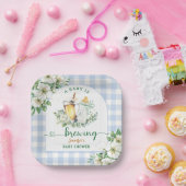 Baby Is Brewing Beer Baby Shower Boy Blue Pappteller (Party)