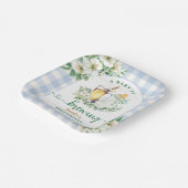 Baby Is Brewing Beer Baby Shower Boy Blue Pappteller (Gewinkelt)