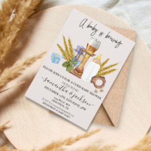 Baby is Brewing Beer Coed Shower Wasserfarbe Einla Einladung