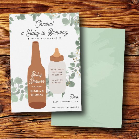Baby is Brewing Biere & Babyflaschen Coed-Baby-Par Einladung