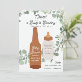 Baby is Brewing Biere & Babyflaschen Coed-Baby-Par Einladung (Stehend Vorderseite)
