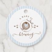 Baby Is Brewing Blau Gestreift Geschenkanhänger (Vorderseite)