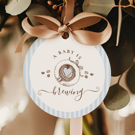 Baby Is Brewing Blau Gestreift Geschenkanhänger
