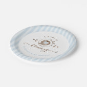 Baby Is Brewing Blue Striped Pappteller (Schrägansicht)