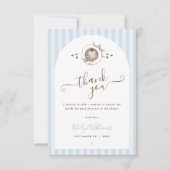 Baby Is Brewing Blue Stripes Dankeskarte (Vorderseite)